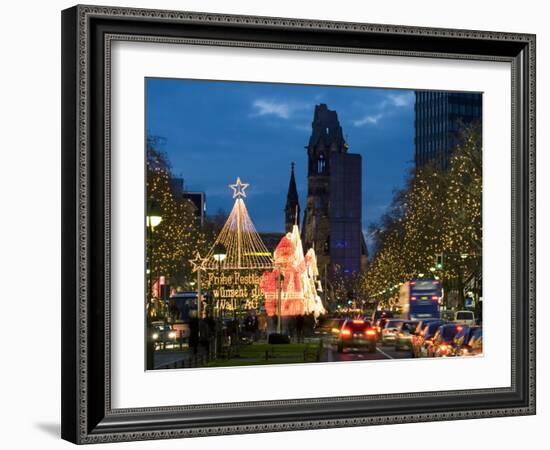 Christmas Lights Leading Up to the Kaiser Wilhelm Memorial Church, Berlin, Germany, Europe-Stuart Black-Framed Photographic Print