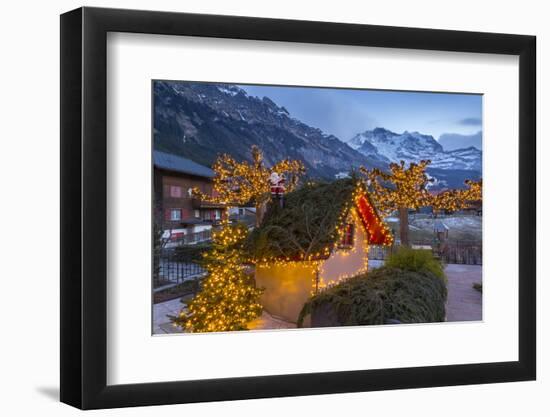 Christmas lights near Dorfstrasse in Wengen, Jungfrau region, Bernese Oberland, Swiss Alps, Switzer-Frank Fell-Framed Photographic Print