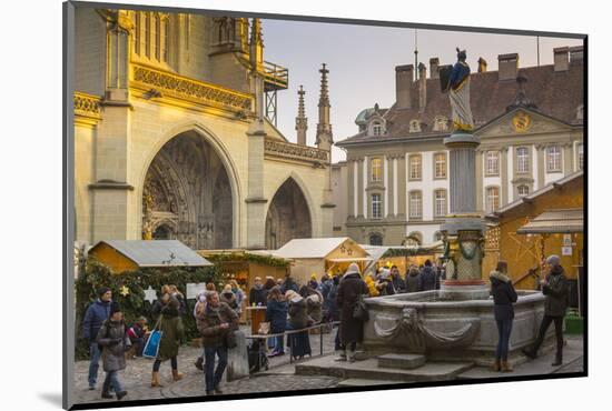 Christmas Market and Cathedral in Munsterplatz, Bern, Jungfrau region, Bernese Oberland, Swiss Alps-Frank Fell-Mounted Photographic Print