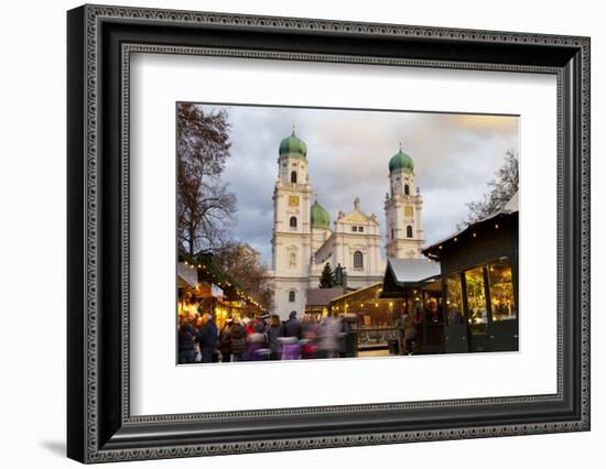Christmas Market in Front of the Cathedral of Saint Stephan, Passau, Bavaria, Germany, Europe-Miles Ertman-Framed Photographic Print