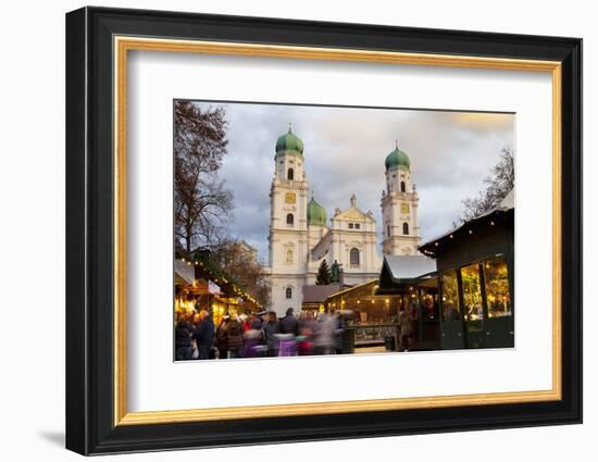 Christmas Market in Front of the Cathedral of Saint Stephan, Passau, Bavaria, Germany, Europe-Miles Ertman-Framed Photographic Print