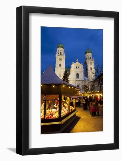 Christmas Market in Front of the Cathedral of Saint Stephan, Passau, Bavaria, Germany, Europe-Miles Ertman-Framed Photographic Print