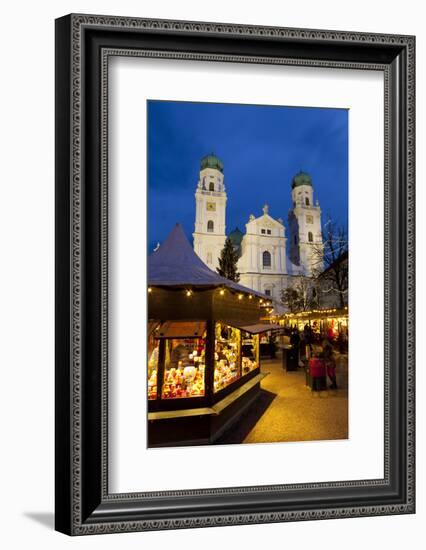 Christmas Market in Front of the Cathedral of Saint Stephan, Passau, Bavaria, Germany, Europe-Miles Ertman-Framed Photographic Print