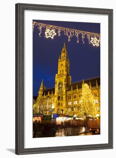 Christmas Market in Marienplatz and the New Town Hall, Munich, Bavaria, Germany, Europe-Miles Ertman-Framed Photographic Print