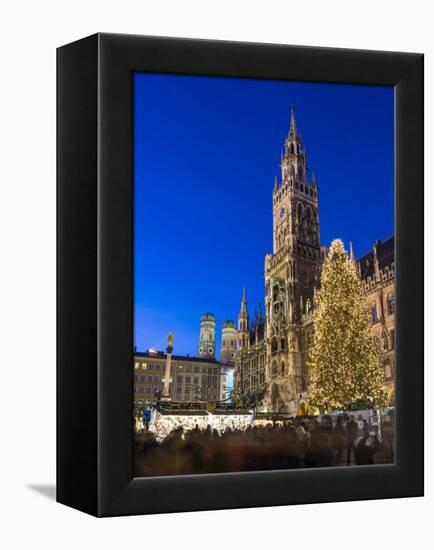 Christmas market in Marienplatz, Munich, Bavaria, Germany.-Martin Zwick-Framed Premier Image Canvas