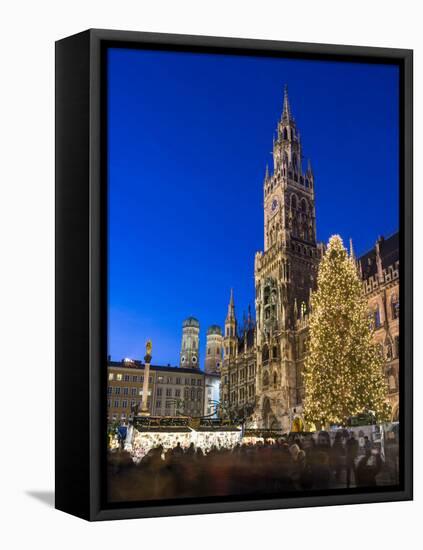 Christmas market in Marienplatz, Munich, Bavaria, Germany.-Martin Zwick-Framed Premier Image Canvas