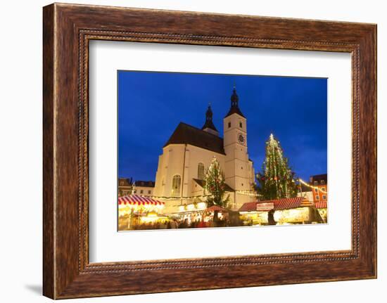 Christmas Market in Neupfarrplatz, Regensburg, Bavaria, Germany, Europe-Miles Ertman-Framed Photographic Print