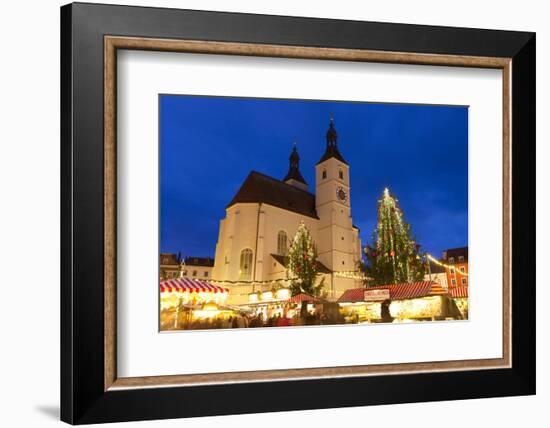 Christmas Market in Neupfarrplatz, Regensburg, Bavaria, Germany, Europe-Miles Ertman-Framed Photographic Print