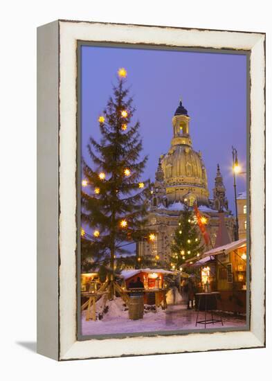 Christmas Market in the Neumarkt with the Frauenkirche (Church) in the Background-Miles Ertman-Framed Premier Image Canvas