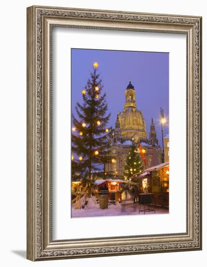 Christmas Market in the Neumarkt with the Frauenkirche (Church) in the Background-Miles Ertman-Framed Photographic Print