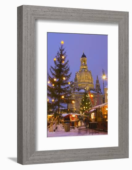 Christmas Market in the Neumarkt with the Frauenkirche (Church) in the Background-Miles Ertman-Framed Photographic Print