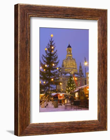 Christmas Market in the Neumarkt with the Frauenkirche (Church) in the Background-Miles Ertman-Framed Photographic Print