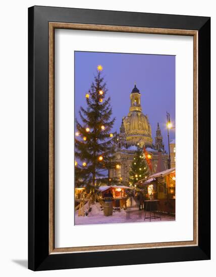 Christmas Market in the Neumarkt with the Frauenkirche (Church) in the Background-Miles Ertman-Framed Photographic Print