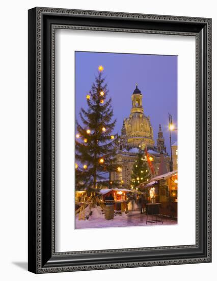 Christmas Market in the Neumarkt with the Frauenkirche (Church) in the Background-Miles Ertman-Framed Photographic Print