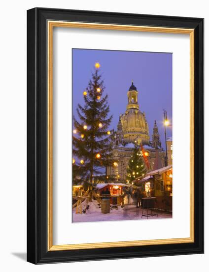 Christmas Market in the Neumarkt with the Frauenkirche (Church) in the Background-Miles Ertman-Framed Photographic Print