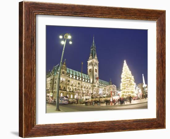 Christmas Market, Rathaus, Hamburg, State of Hamburg, Germany-Jon Arnold-Framed Photographic Print