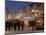 Christmas Market Stalls and People at Marktstrasse at Twilight, Bad Tolz Spa Town, Bavaria, Germany-Richard Nebesky-Mounted Photographic Print