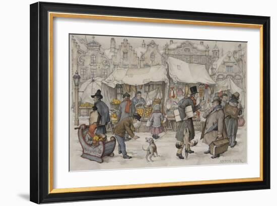 Christmas Market-Anton Pieck-Framed Giclee Print