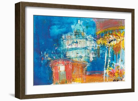 Christmas Merry-Go-Round (Mixed Media)-Ann Oram-Framed Giclee Print