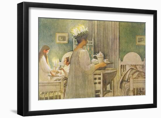 Christmas Morning, Published in "Lasst Licht Hinin," ("Let in More Light") 1908-Carl Larsson-Framed Giclee Print