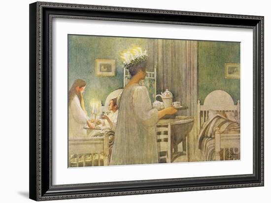 Christmas Morning, Published in "Lasst Licht Hinin," ("Let in More Light") 1908-Carl Larsson-Framed Giclee Print