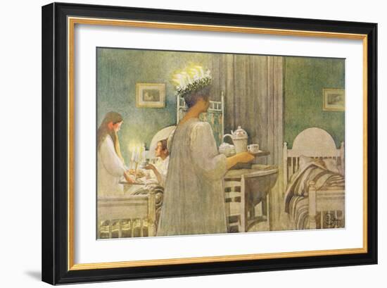 Christmas Morning, Published in "Lasst Licht Hinin," ("Let in More Light") 1908-Carl Larsson-Framed Giclee Print