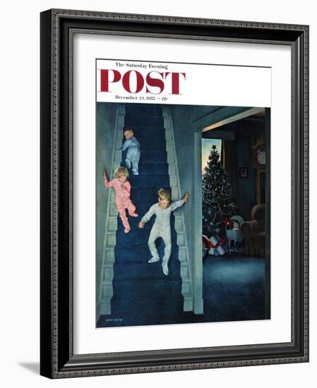 "Christmas Morning" Saturday Evening Post Cover, December 24, 1955-John Falter-Framed Giclee Print