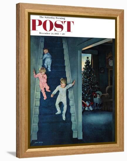 "Christmas Morning" Saturday Evening Post Cover, December 24, 1955-John Falter-Framed Premier Image Canvas