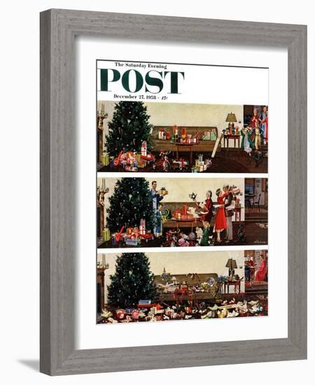 "Christmas Morning" Saturday Evening Post Cover, December 27, 1958-Ben Kimberly Prins-Framed Giclee Print