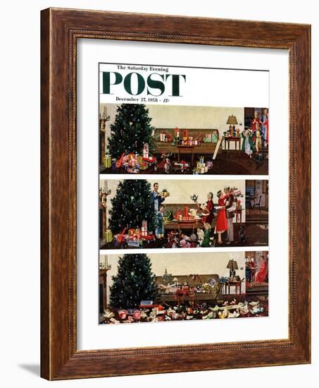 "Christmas Morning" Saturday Evening Post Cover, December 27, 1958-Ben Kimberly Prins-Framed Giclee Print