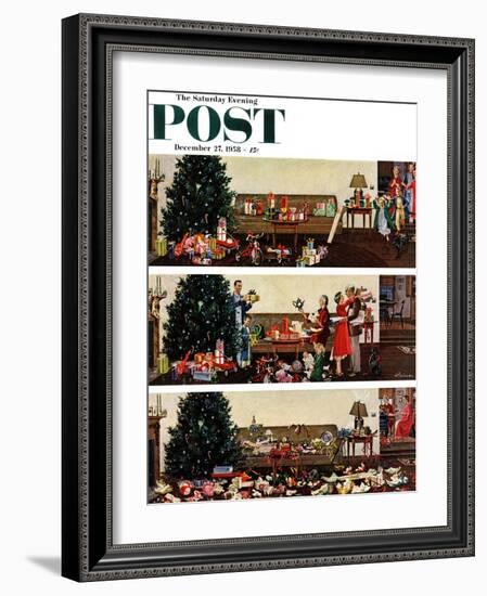 "Christmas Morning" Saturday Evening Post Cover, December 27, 1958-Ben Kimberly Prins-Framed Giclee Print