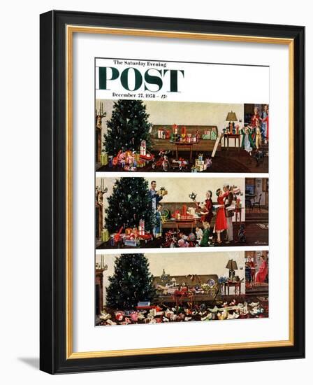 "Christmas Morning" Saturday Evening Post Cover, December 27, 1958-Ben Kimberly Prins-Framed Giclee Print