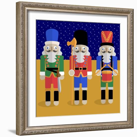 Christmas Nutcrackers - Good Luck Symbols-Claire Huntley-Framed Giclee Print