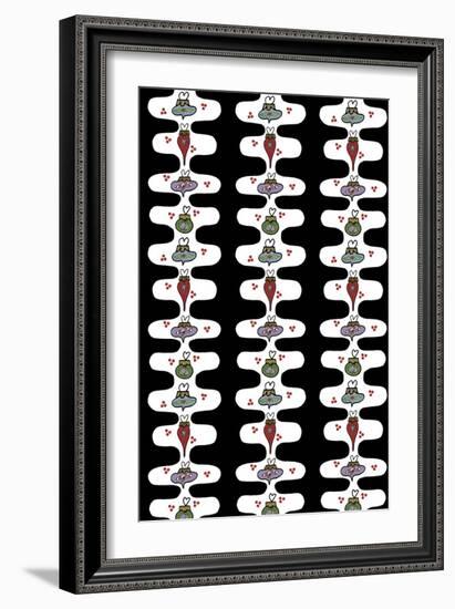 Christmas Ornaments & Garland Repeat Black-Cyndi Lou-Framed Giclee Print