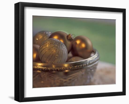 Christmas Ornaments in Crystal Bowl-Michele Westmorland-Framed Photographic Print