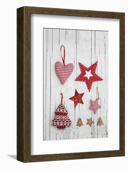 Christmas Ornaments on White Wood-Andrea Haase-Framed Photographic Print