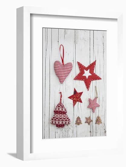 Christmas Ornaments on White Wood-Andrea Haase-Framed Photographic Print