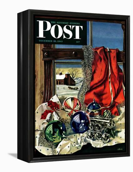 "Christmas Ornaments," Saturday Evening Post Cover, December 18, 1943-John Atherton-Framed Premier Image Canvas