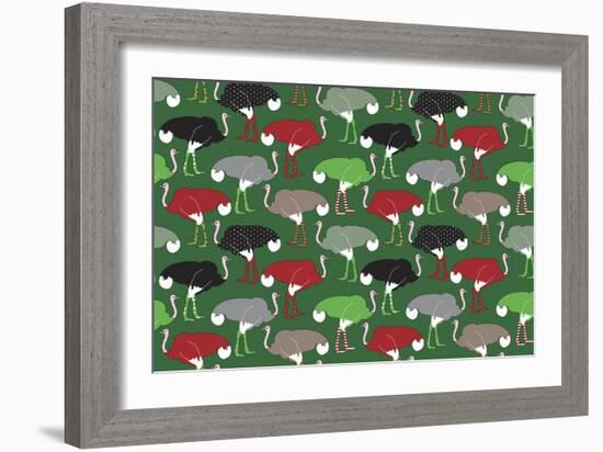 Christmas Ostrich Stockings-Joanne Paynter Design-Framed Giclee Print