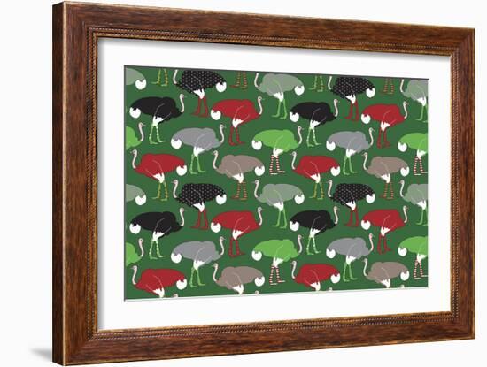 Christmas Ostrich Stockings-Joanne Paynter Design-Framed Giclee Print