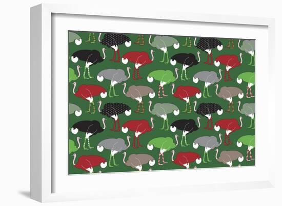 Christmas Ostrich Stockings-Joanne Paynter Design-Framed Giclee Print