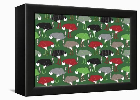 Christmas Ostrich Stockings-Joanne Paynter Design-Framed Premier Image Canvas