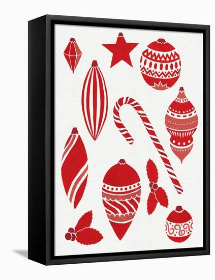 Christmas Otomi Tile III-Elyse DeNeige-Framed Stretched Canvas