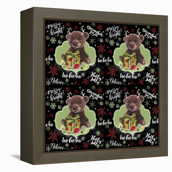 Christmas Pattern - Bruno Bear-Sheena Pike Art And Illustration-Framed Premier Image Canvas