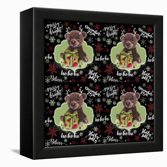 Christmas Pattern - Bruno Bear-Sheena Pike Art And Illustration-Framed Premier Image Canvas