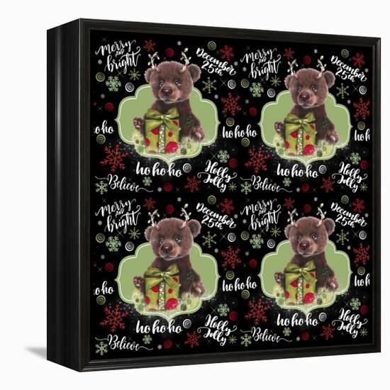 Christmas Pattern - Bruno Bear-Sheena Pike Art And Illustration-Framed Premier Image Canvas