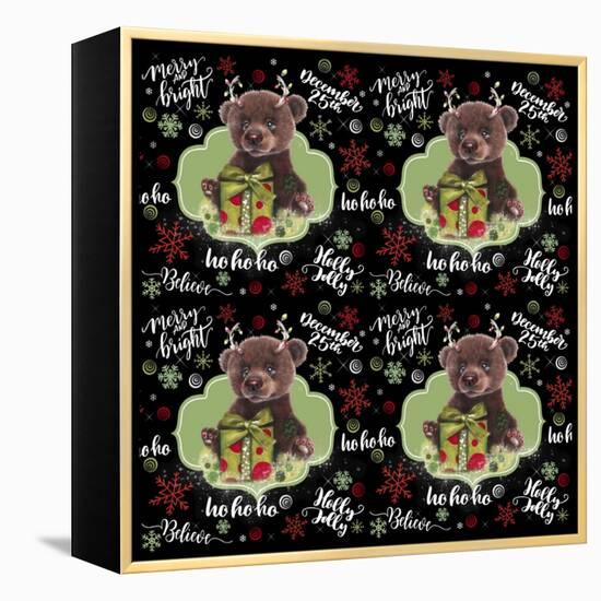 Christmas Pattern - Bruno Bear-Sheena Pike Art And Illustration-Framed Premier Image Canvas