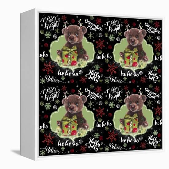 Christmas Pattern - Bruno Bear-Sheena Pike Art And Illustration-Framed Premier Image Canvas