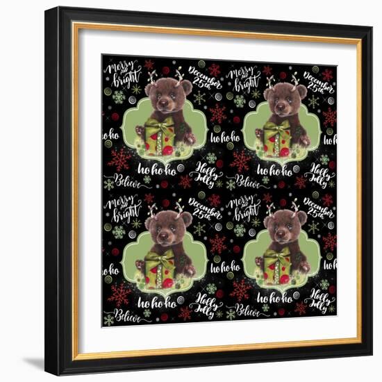 Christmas Pattern - Bruno Bear-Sheena Pike Art And Illustration-Framed Giclee Print