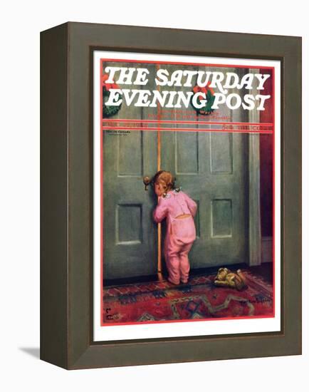 "Christmas Peek," Saturday Evening Post Cover, December 22, 1934-Mary Ellen Sigsbee-Framed Premier Image Canvas